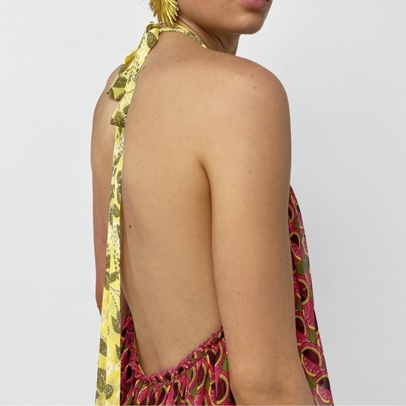 NWT Zara chemise geometric boho hippie open back halter top - Picture 3 of 7